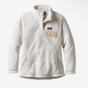 Patagonia Synchilla T Snap Fleece Pullover Sweater White Size Medium Hiking Top